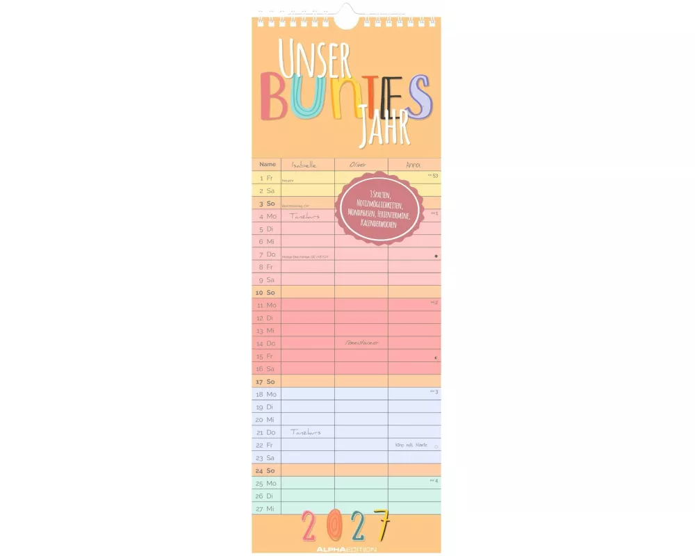 Familienplaner Unser buntes Jahr 2027