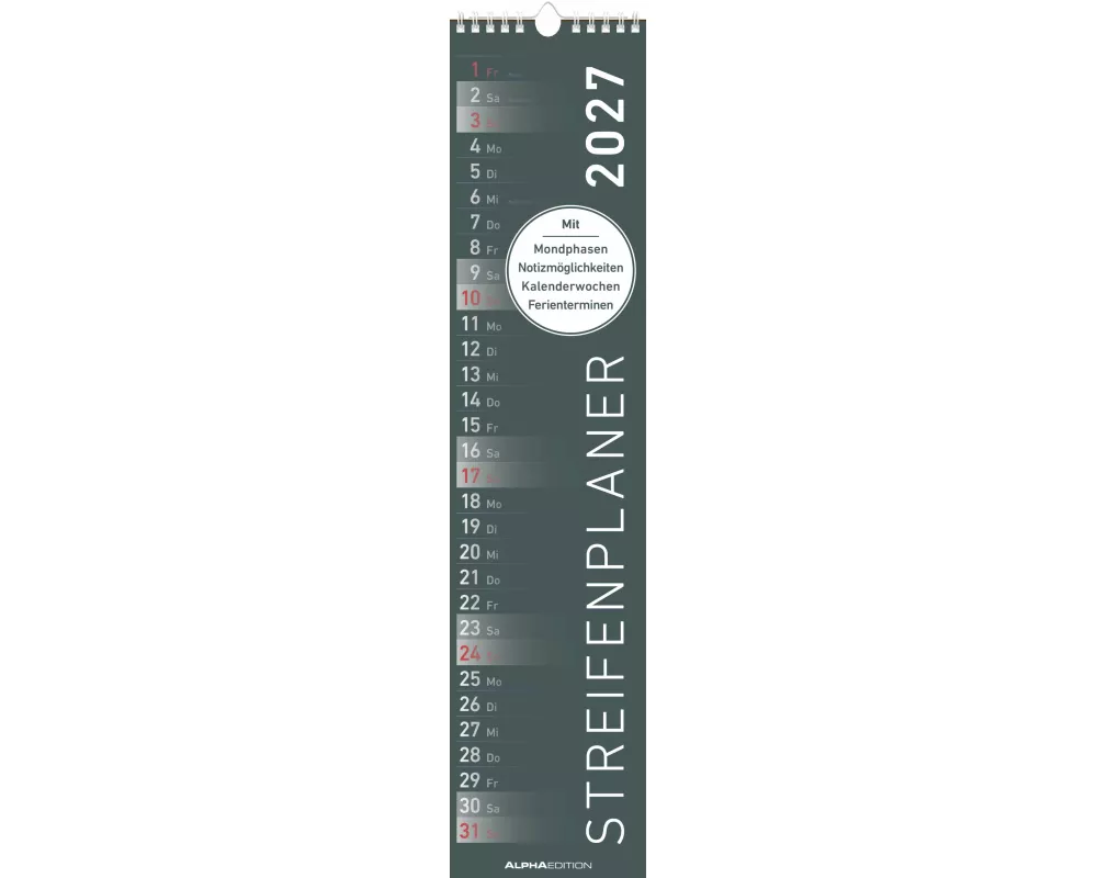 Streifenplaner SCHWARZ 2027