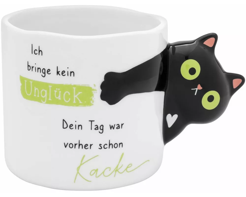 Figürliche Tasse Katze "Ich bringe kein Unglück..."