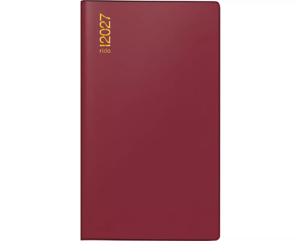 rido/idé 7040302297 Taschenkalender Mod. TM 12 2027 A6, Kunststoff, bordeaux