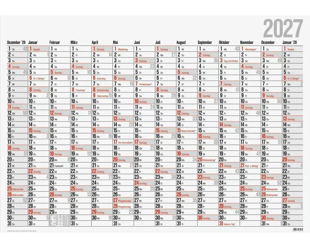 rido/idé 7033660007 Plakatkalender Mod. Office I 2027 980×685 mm