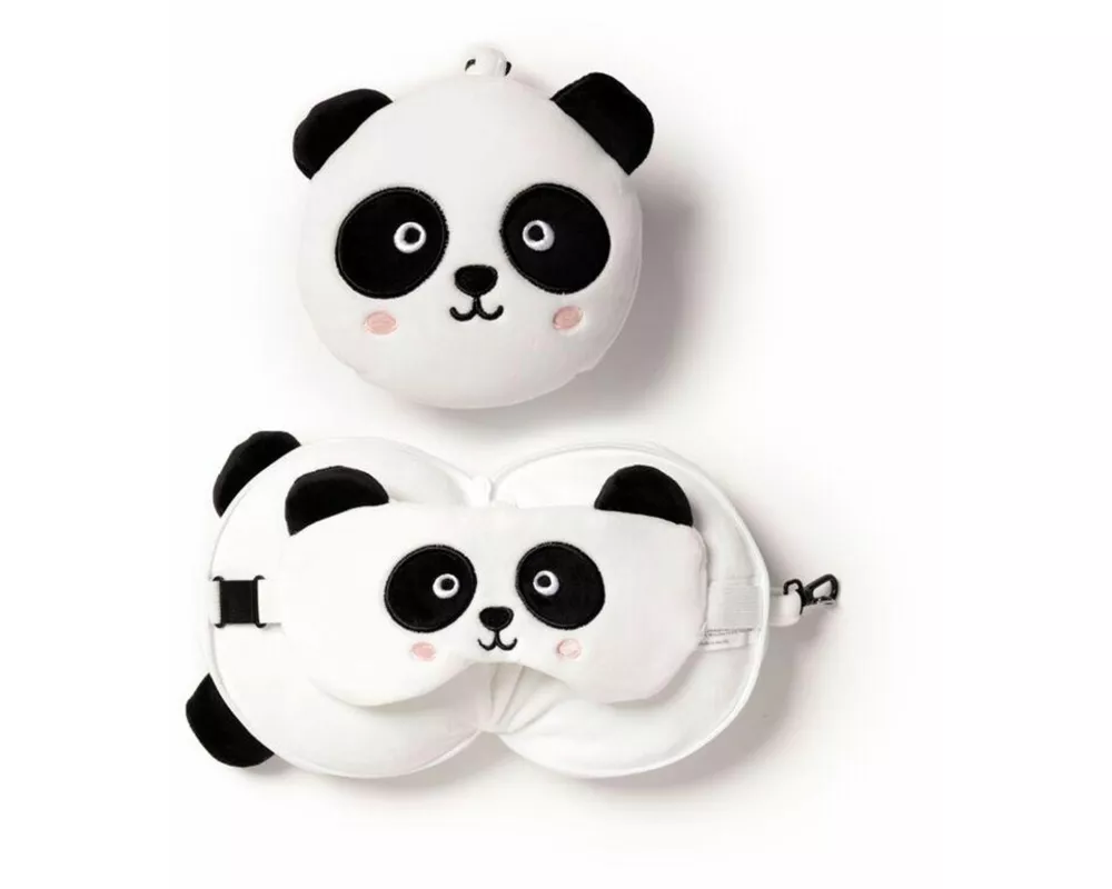 Relaxeazzz Plüsch Panda Reisekissen & Schlafmaske