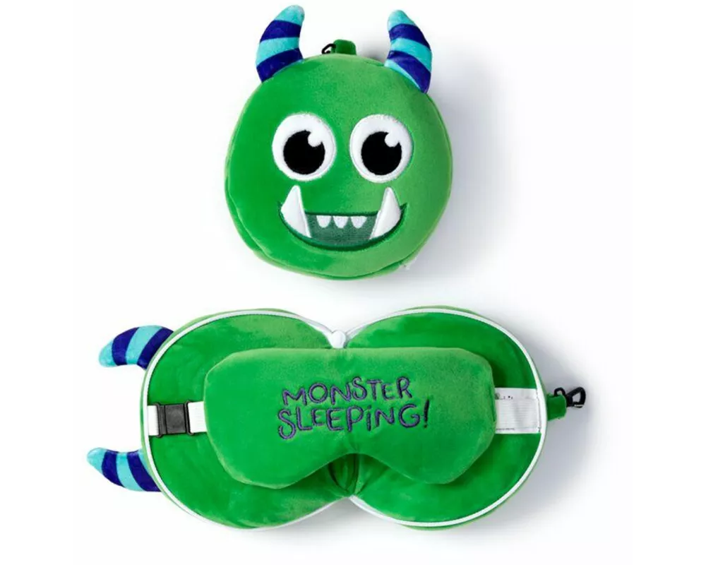 Relaxeazzz Plüsch Grün Monstarz Monster Reisekissen & Schlafmaske