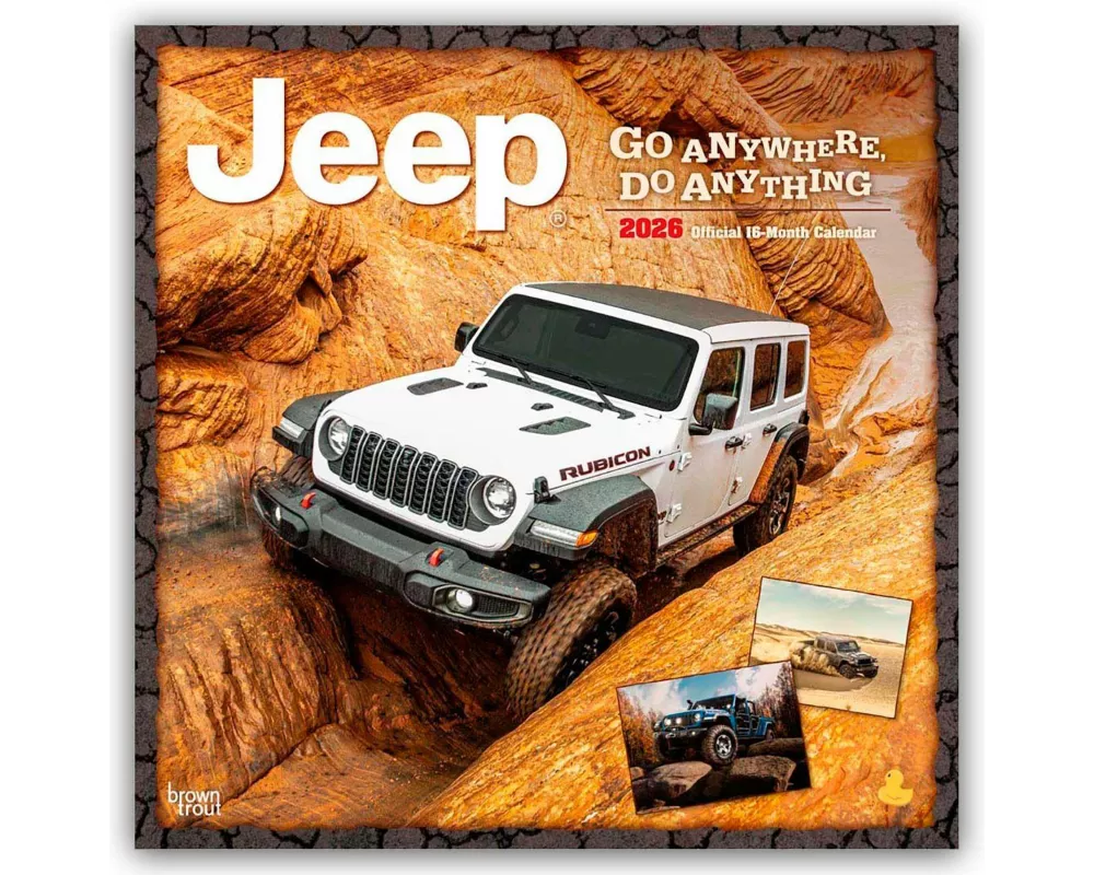 Jeep Official 2026 12 X 24 Inch (Hanging) Monthly Square Wall Calendar Plastic-Free