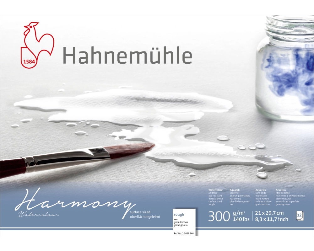 HAHNEMÜHLE Aquarellblock Harmony A4 10628840 weiss rau, 300g 12 Blatt
