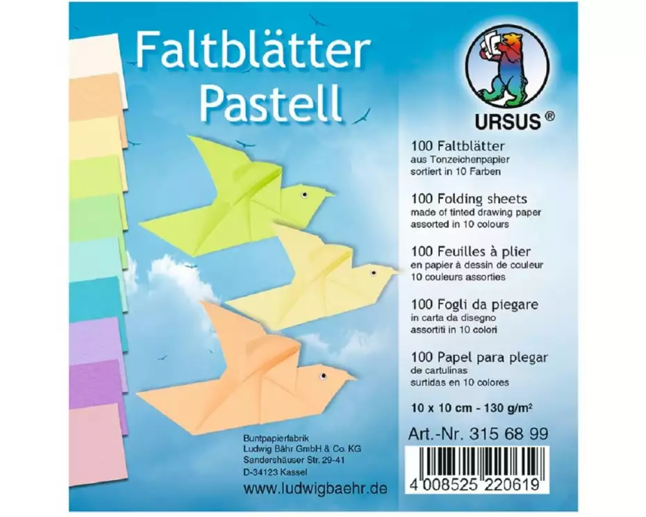 URSUS Faltblätter Pastell, 100 Blatt