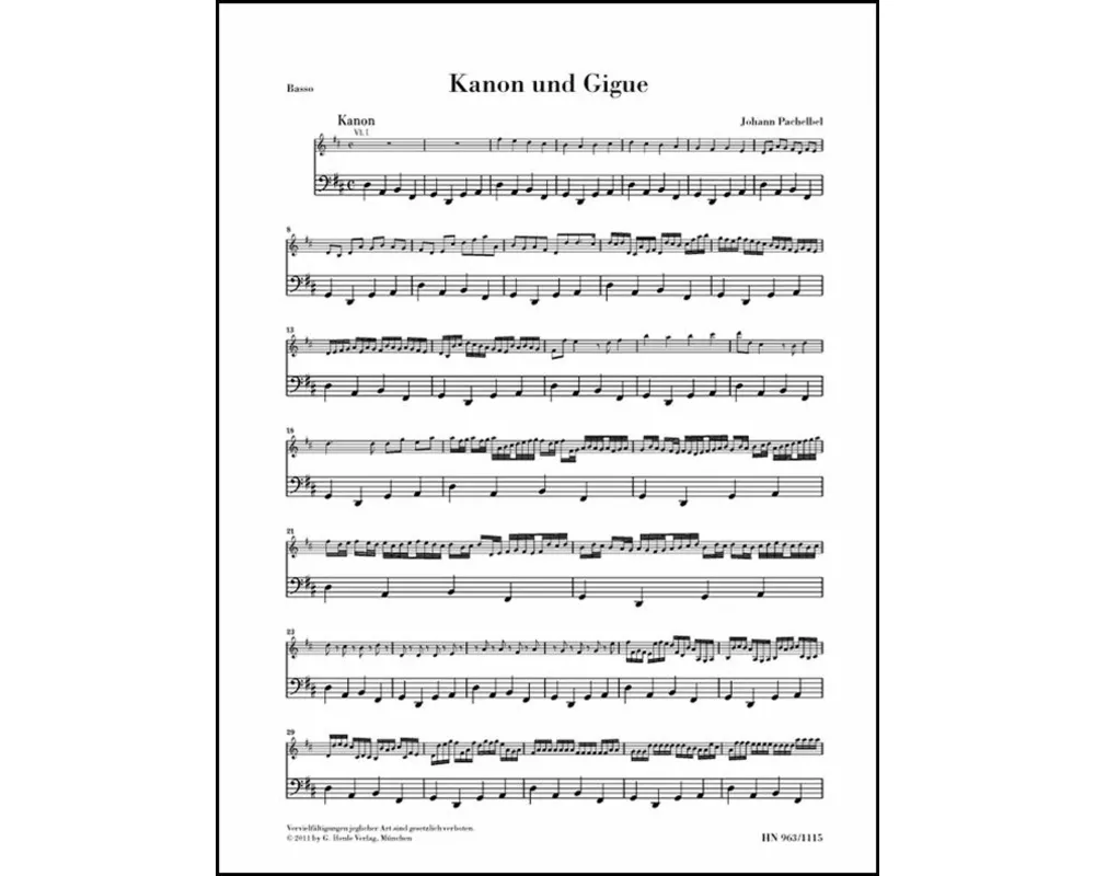 Kanon und Gigue D-dur für 3 Violinen und Basso continuo