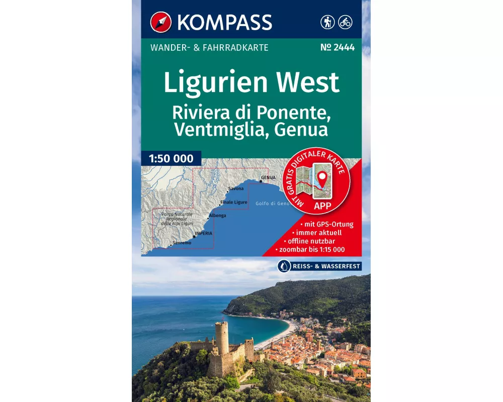 KOMPASS Wanderkarte 2444 Ligurien West - Riviera di Ponente, Ventimiglia bis Genua 1:60.000
