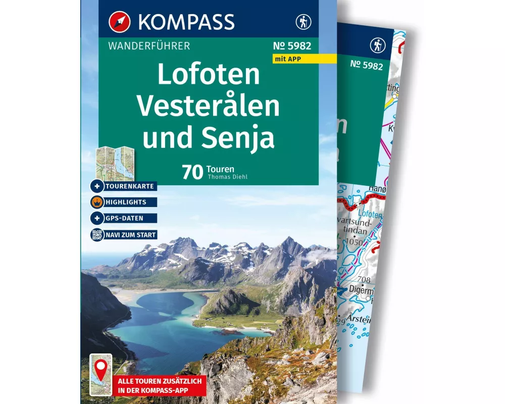 KOMPASS Wanderführer Lofoten, Vesterålen und Senja, 70 Touren mit Extra-Tourenkarte