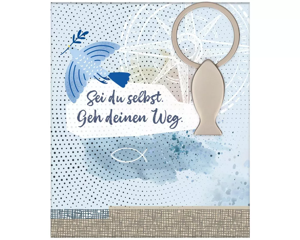 Fisch-Schlüsselanhänger aus silberfarbenem Metall