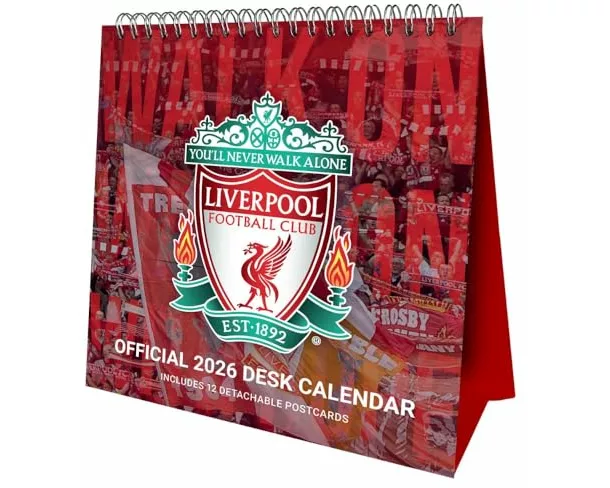 Liverpool Fc 2026 Postcard Desk Easel Calendar