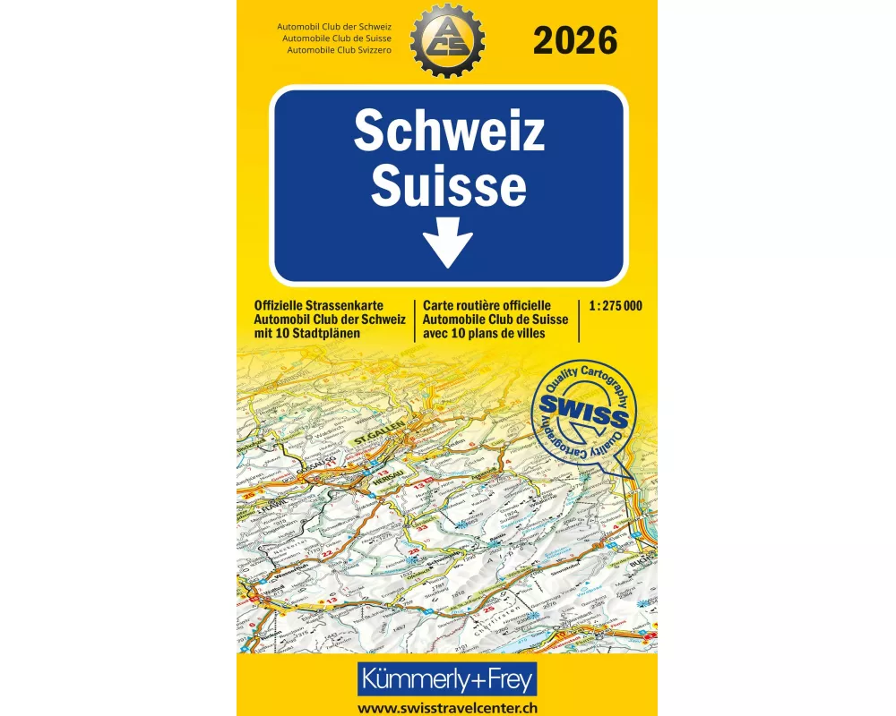 Kümmerly+Frey Strassenkarte ACS Schweiz 2026 1:275.000