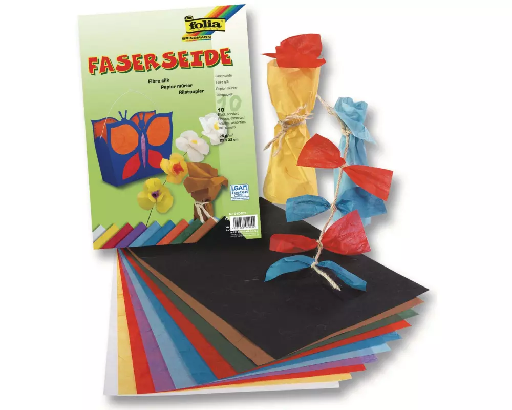 Folia Bastelpapier Faserseide Farbig sortiert