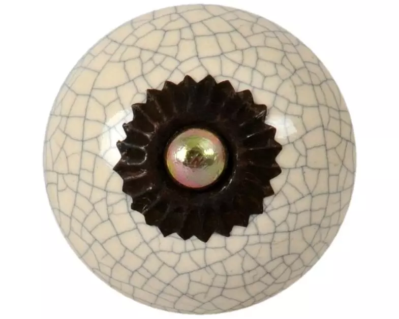 Tranquillo Möbelgriff handgemacht, Ø 4 cm, Weiss/Schwarz