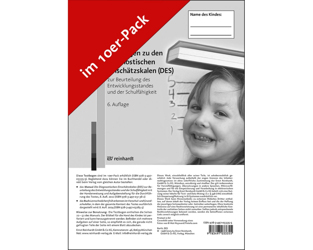 Testbogen zu den Diagnostischen Einschätzskalen (DES) zur Beurteilung des Entwicklungsstandes und der Schulfähigkeit