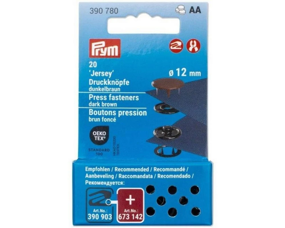 Prym Druckknöpfe Jersey 12 mm, Dunkelbraun