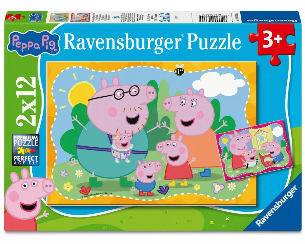 Kinderpuzzle 2x12 Teile - Peppa Wutz - Glückliche Familie Wutz!