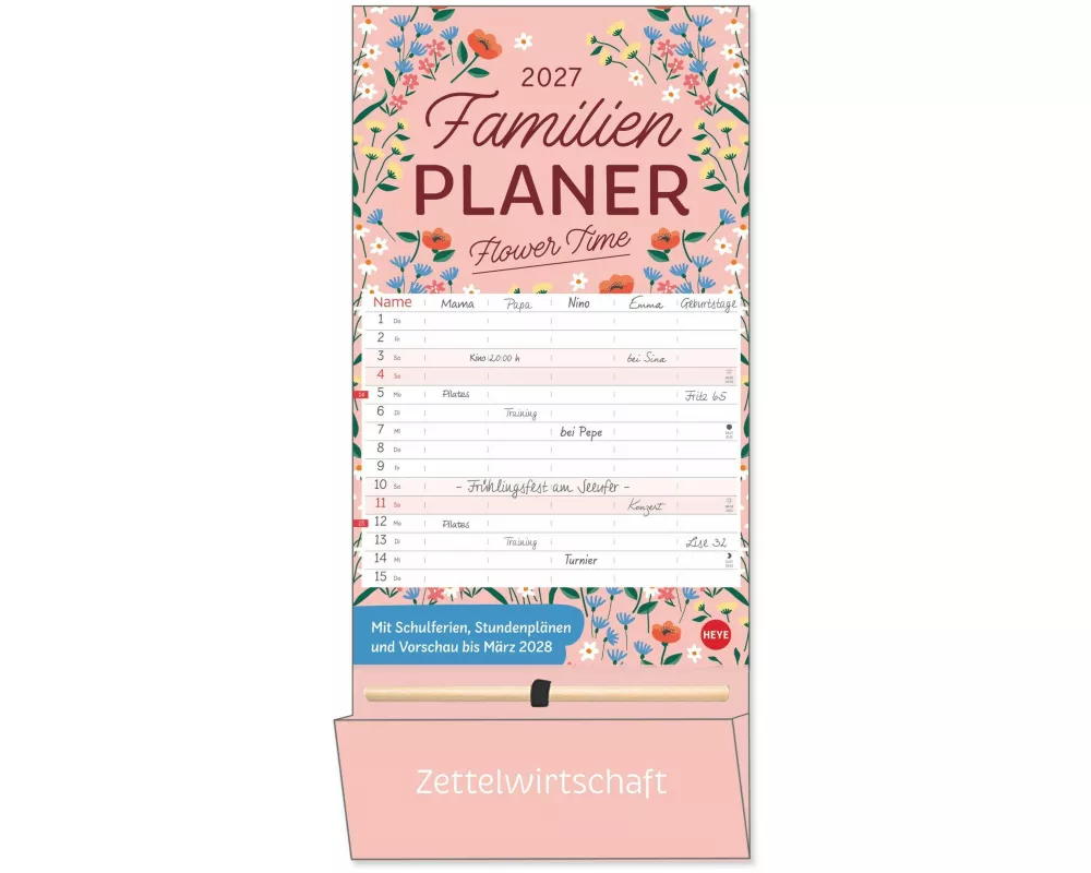 Deko-Familienplaner mit Tasche Flower Time 2027