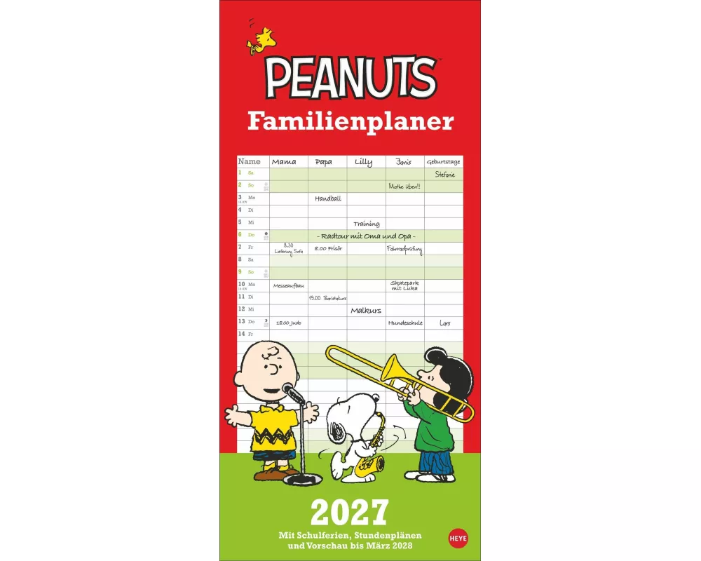 Peanuts Familienplaner 2027
