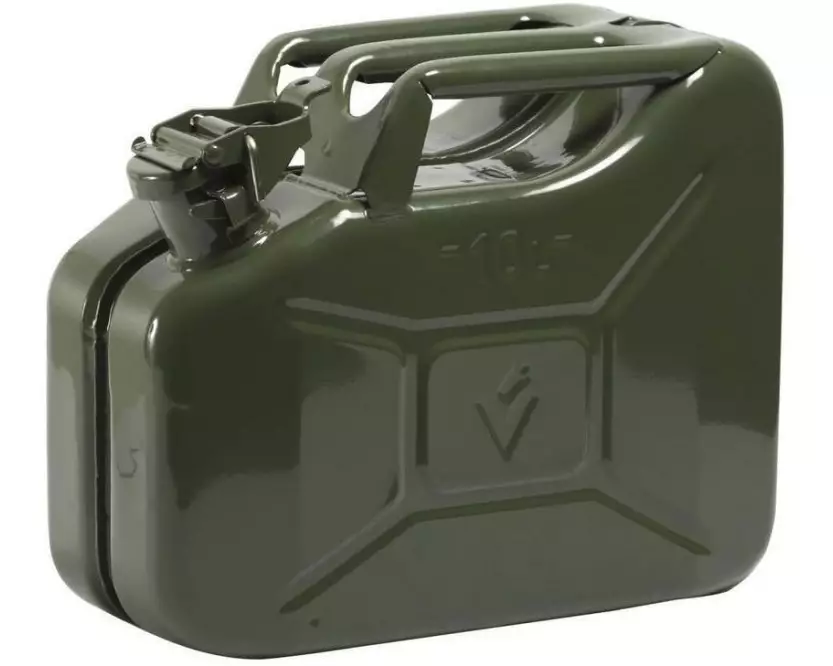Diverse Benzinkanister Armee, Stahlblech grün, 10 l