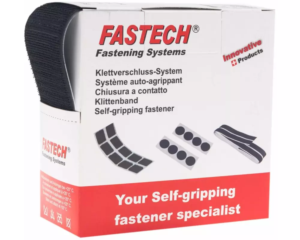 FASTECH Hakenseite Box 50 mm x 5 m selbstklebend, Schwarz