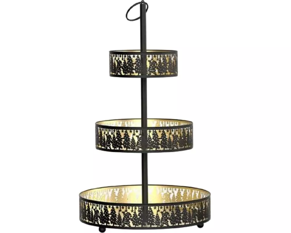 Dameco Etagere Forest mit 3 Ablagen 52 cm, Schwarz/Gold