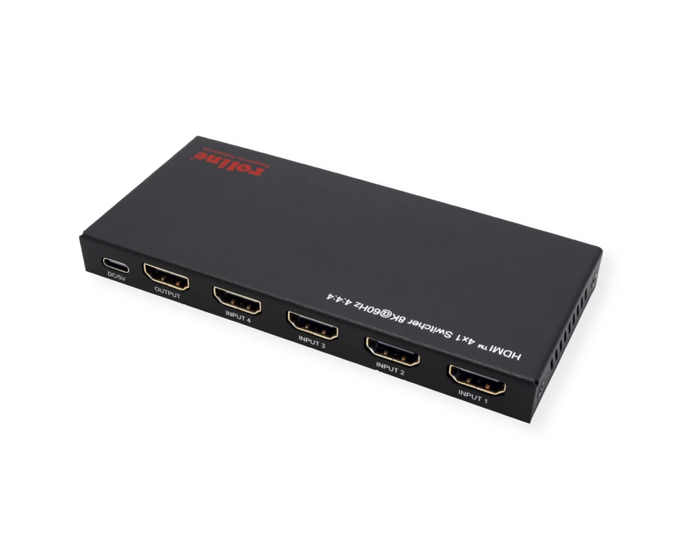 ROLINE 8K HDMI Switch, 4-fach, mit IR-Fernbedienung