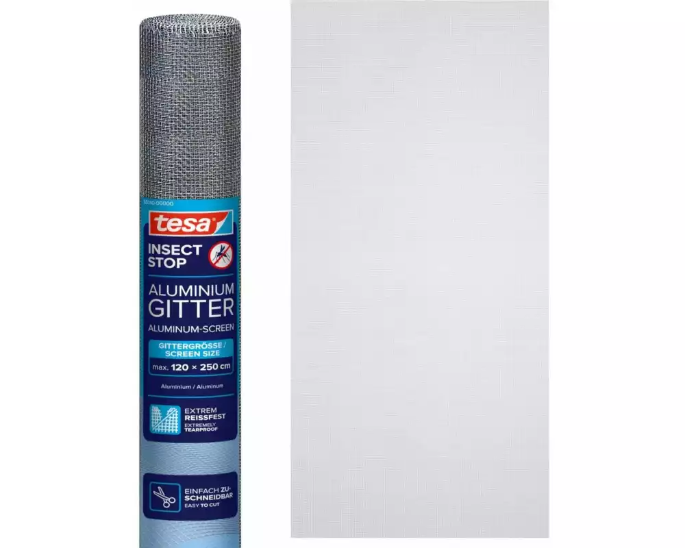 tesa Insektenschutzgitter Aluminium Anthrazit 120 cm x 250 cm