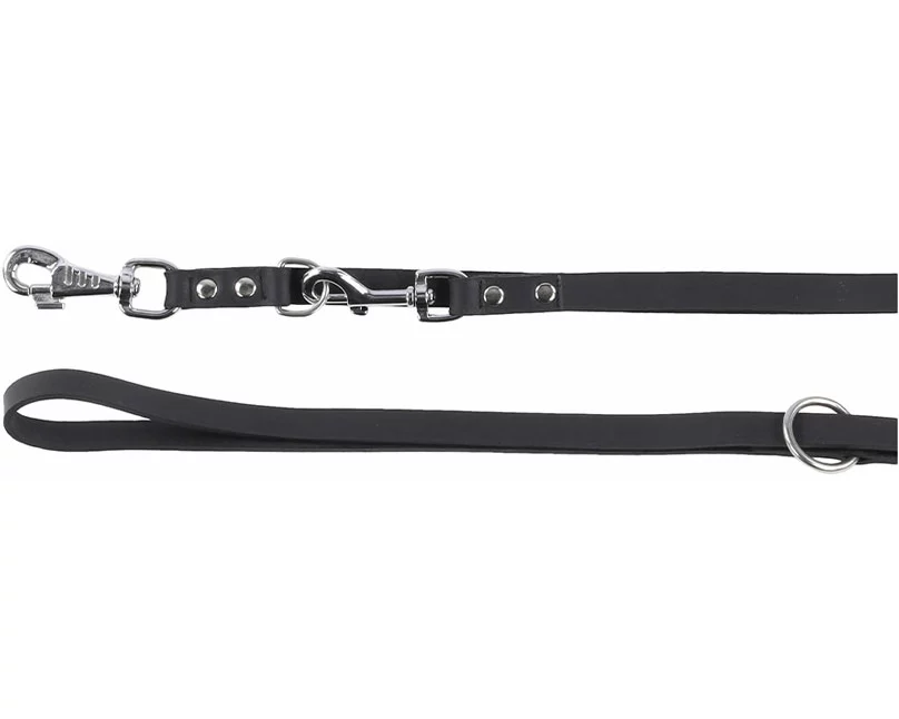 Flamingo verstellbare Führleine Seattle aus Leder schwarz 200x1.8cm