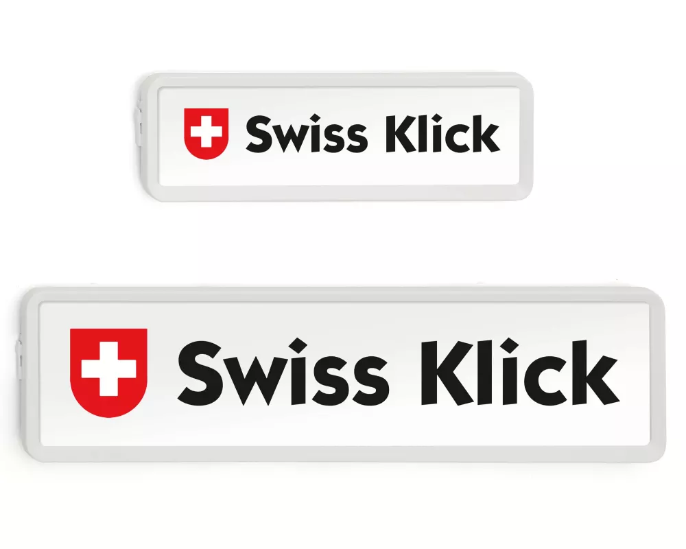 Swiss Klick Kennzeichenhalterset Langformat Weiss