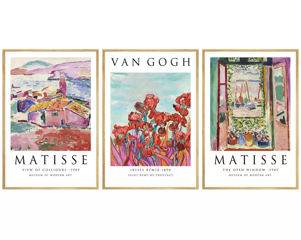 Wallxpert Bild Van Gogh 3-teilig, 50x35 cm