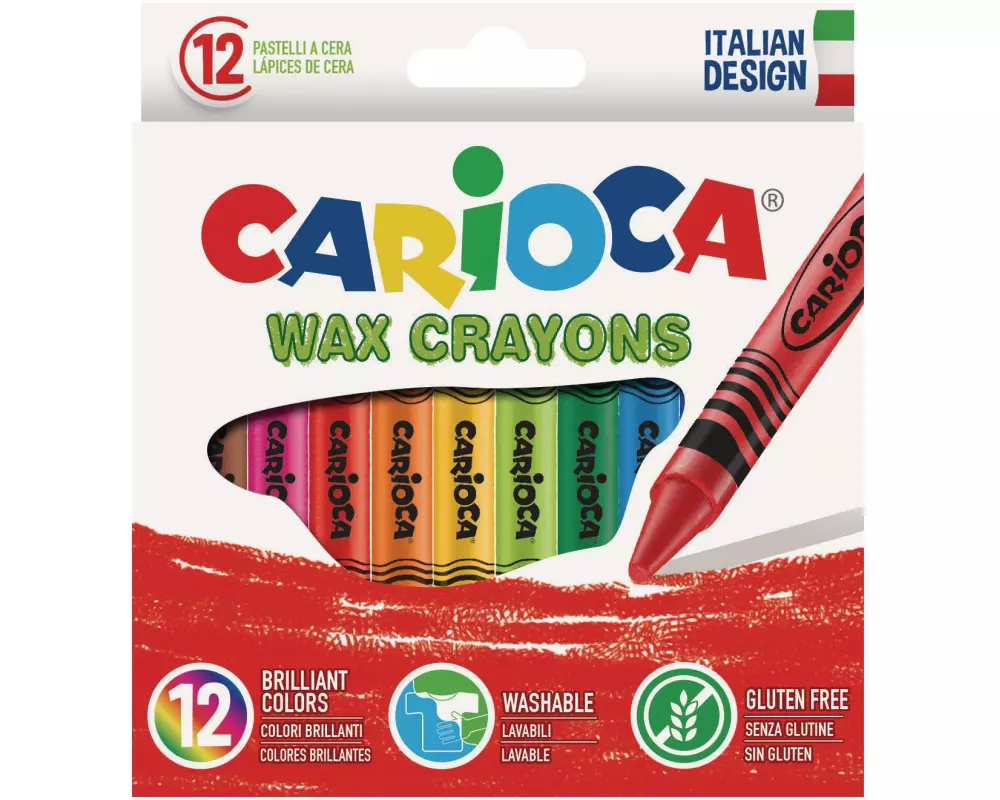 Carioca Wachsmalstifte Wax 12 Stück, Mehrfarbig