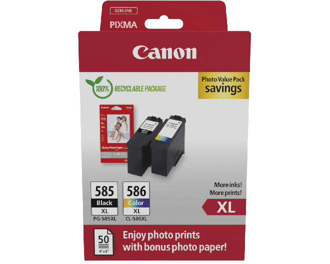 CANON Photo Value Pack XL CMYBK PGCL585/6 PIXMA TS7650i GP-501 50Bl.
