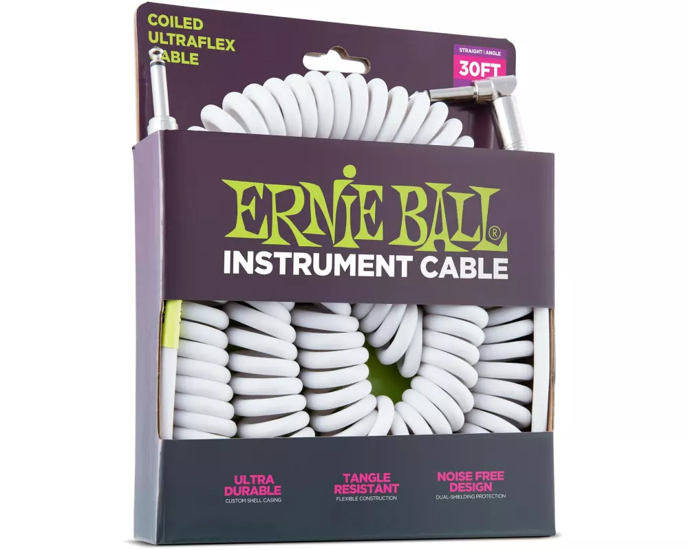 Ernie Ball Instrumentenkabel 6045 – 9.14 m, Weiss