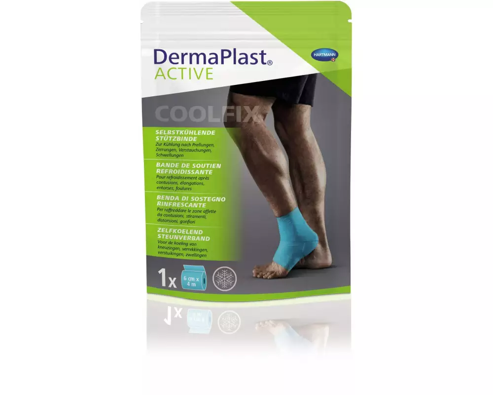 DermaPlast Active Coolfix Bandage blau 6 cm x 4 m