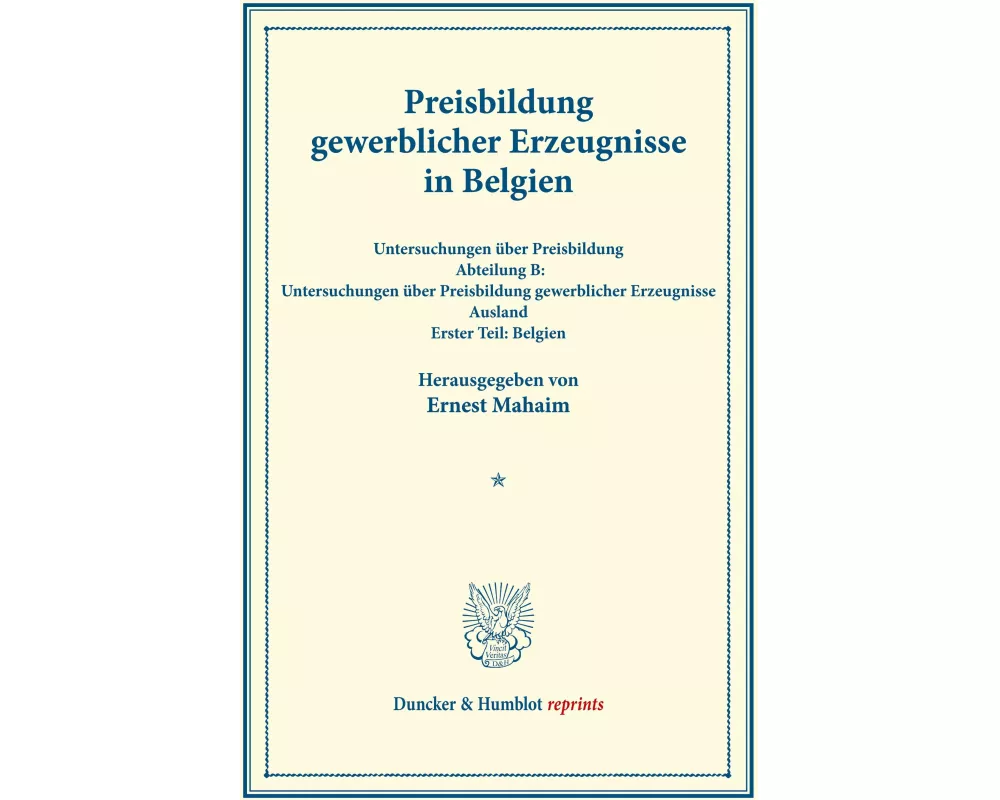 Preisbildung gewerblicher Erzeugnisse in Belgien