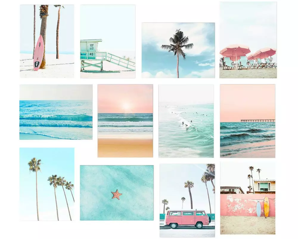 Wallxpert Bild Strand Pink, 12-teilig, 20x15 cm