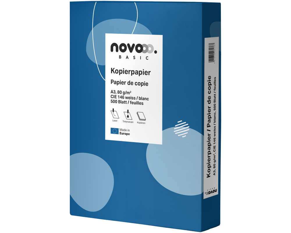 NOVOOO Kopierpapier Basic A3 641910 weiss, 80g 500 Blatt