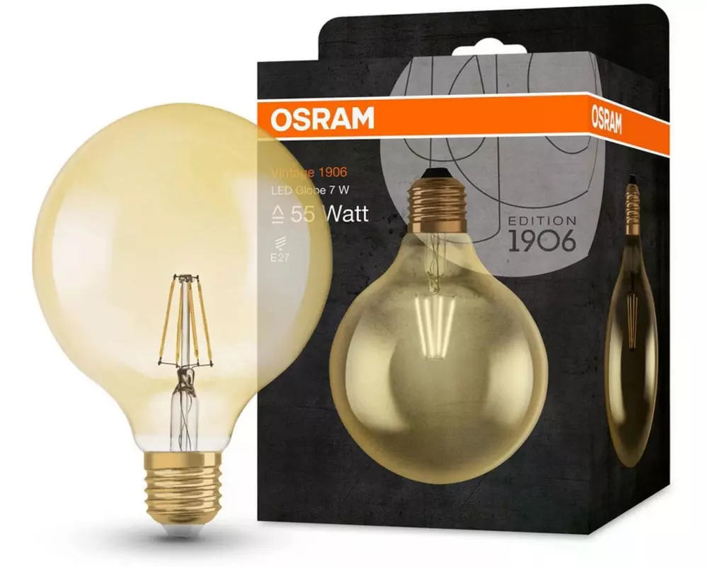 OSRAM Lampe Vintage 1906 Globe, 6.5W, E27 Warmweiss (WW)