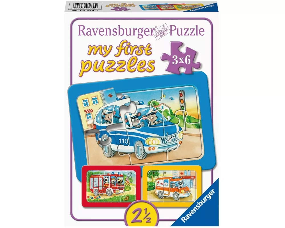Kinderpuzzle 3x6 Teile - Tiere im Einsatz