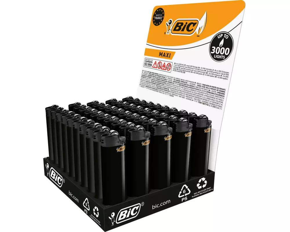 BIC Feuerzeug Maxi J26 All Black Schwarz