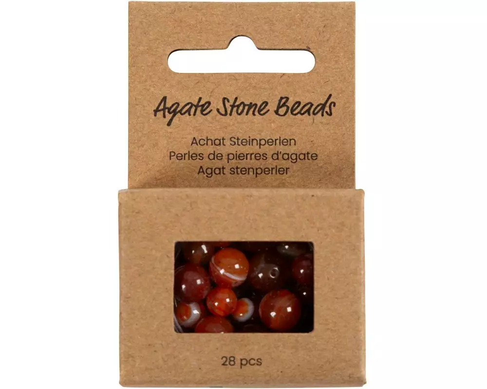 Creativ Company Perlen-Set Achatstein Orange Gebrannt, Rot, 6-10 mm