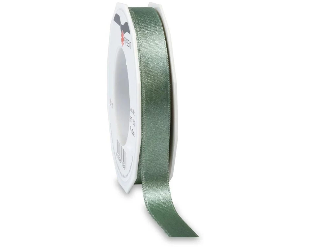 Pattberg Geschenkband Satin 15 mm x 20 m, Grün/Silber
