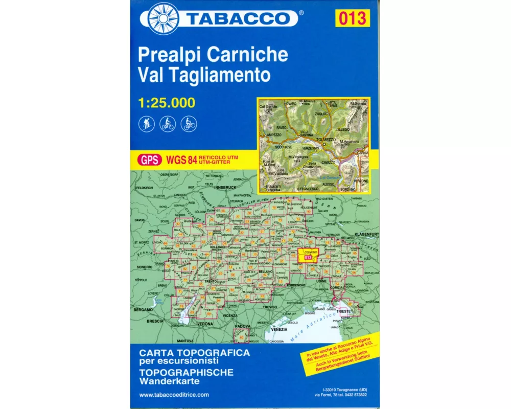 Tabacco Wandern 1 : 25 000 Prealpi Carniche / Val Tagliamento