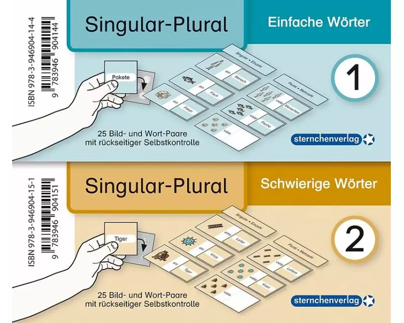 Meine Grammatikdose 1 und 2 - Singular-Plural - Einfache und schwierige Wörter