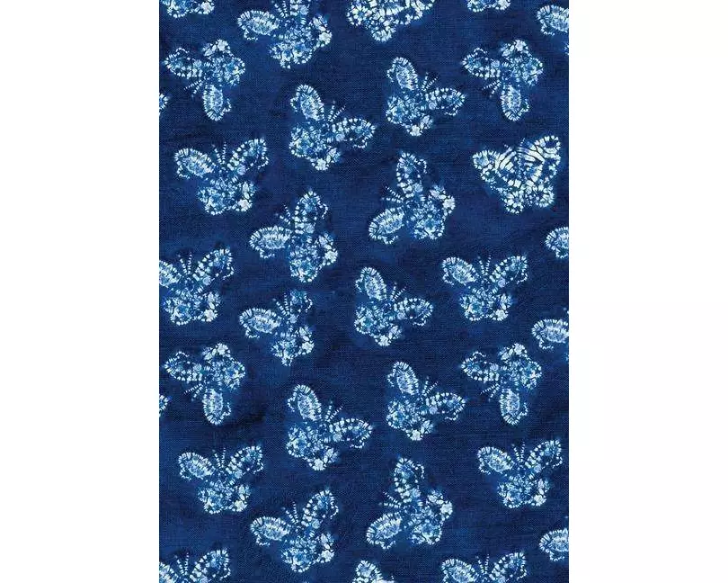 Shibori Indigo Butterflies Dotted Paperback Journal