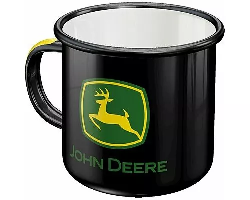 Emaille-Becher. John Deere / Logo Black