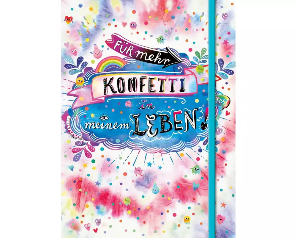 Für mehr Konfetti in meinem Leben! (Notizbuch No. 1 Emma Flint). DIN A5 punktkariert mit farbiger Einstecktasche, Lesebändchen und Verschlussgummi