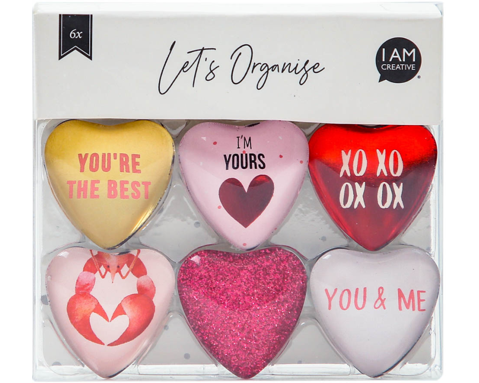 I AM CREATIVE Magnet Herz Let's Organize MAA4035.50 Glas, 0.9x3.3x3.2cm 6 Stück