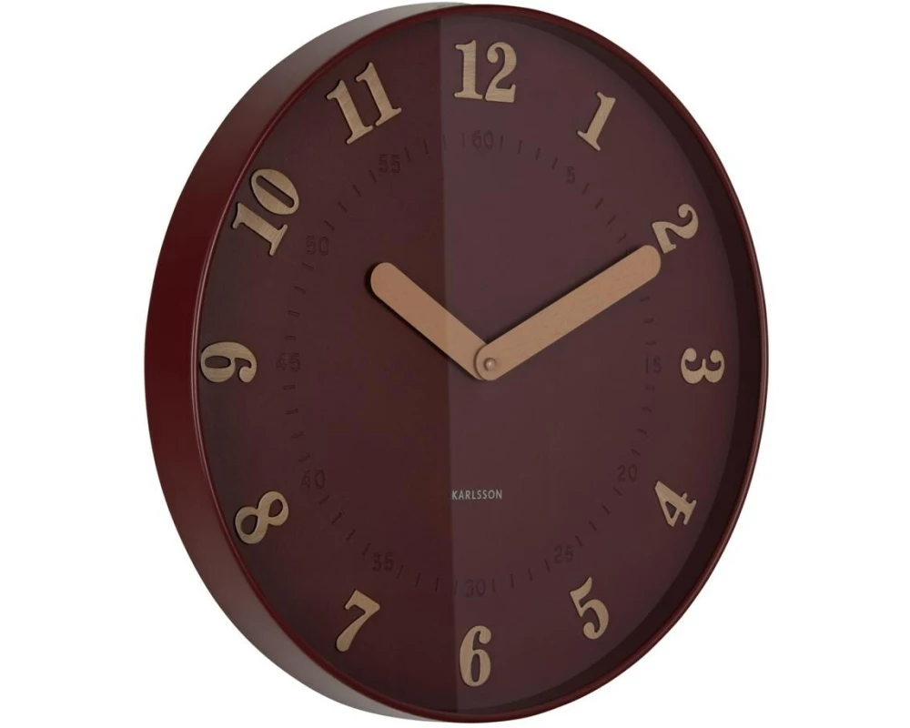 KARLSSON Wanduhr Amena 40 cm, Burgundy Red